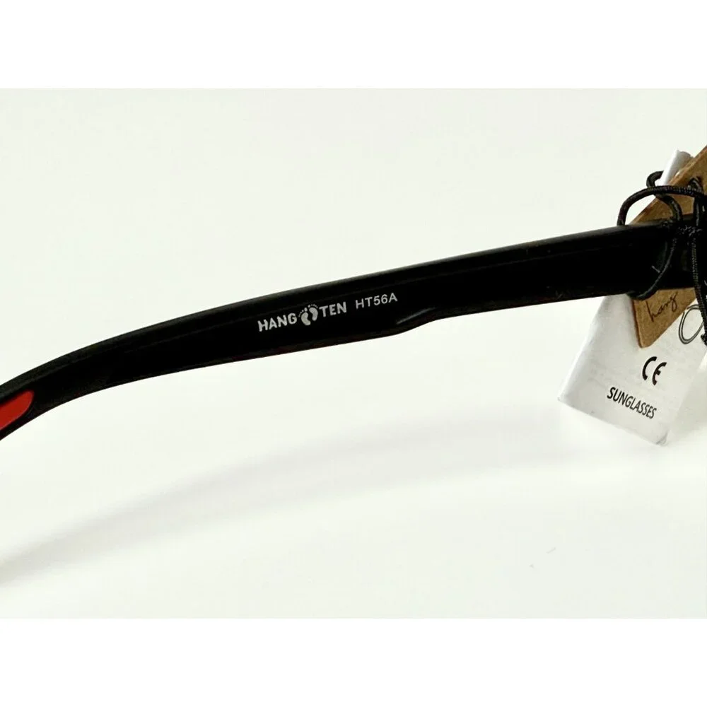 Hang Ten Shield Sunglasses Black Frame Yellow Mirror Lens Sport Unisex 63 16 New